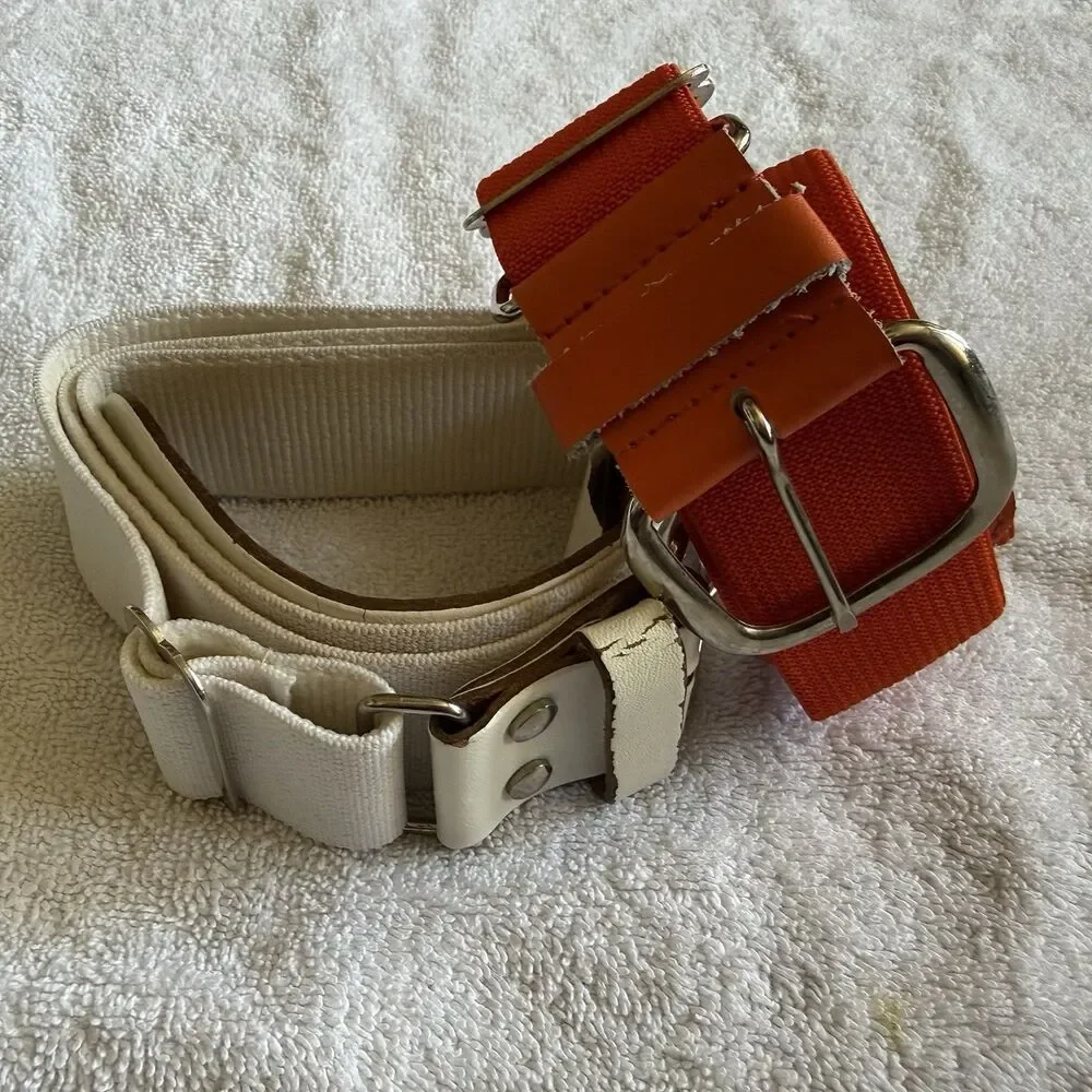 Lot Of Two Baseball Belts: Orange & White Orange Belt Easton